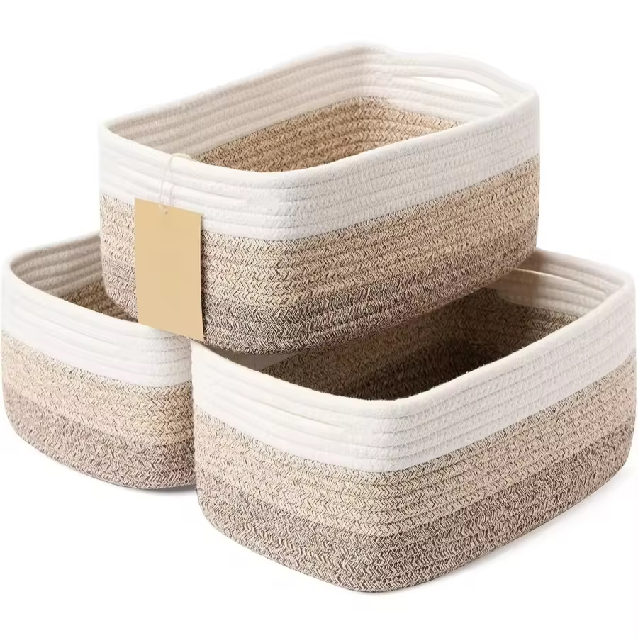 Allways Plaza Small Storage Baskets For Organizing Closet Organizer Bins Shelf Toy Basket Woven Rope Baskets Cube Decorative Box Shallow Basket