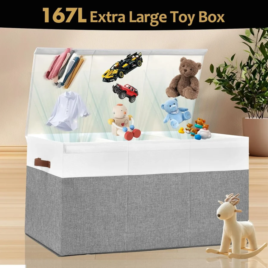 Extra Large Kids Room Storage Box, Beige White