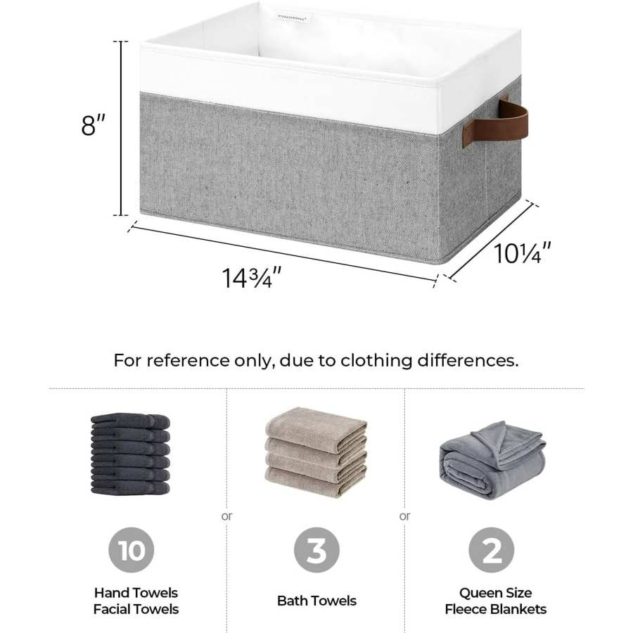 Ctivbi Storage Baskets For Shelves Foldable Fabric Closet Storage Bins With Handles Fabric Storage Bins Clothes Organizer Gray 3-Pack Large