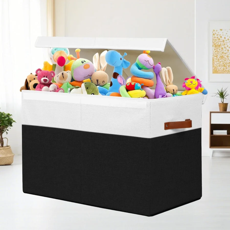 Nursery Storage Chest for Toys and Blankets, Beige White
