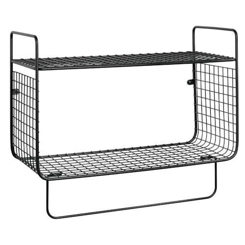 Mdesign Steel Wall Mount Storage Organizer Shelf Rack With Towel Bar - Mounted Shelves For Bathroom, Laundry Room, Kitchen, Garage - Basket For