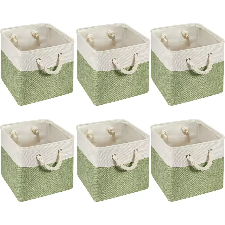 6 Pcs 11 X 11 Inch Cube Storage Bins Fabric Cube Storage Organizer Bins Foldable Storage Cube Baskets With Sturdy Carry Handles Multipurpose