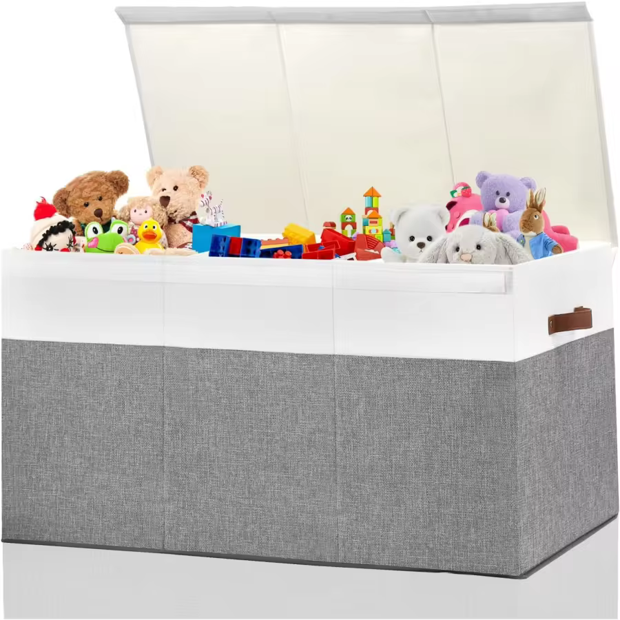 Extra large beige white kids room storage box